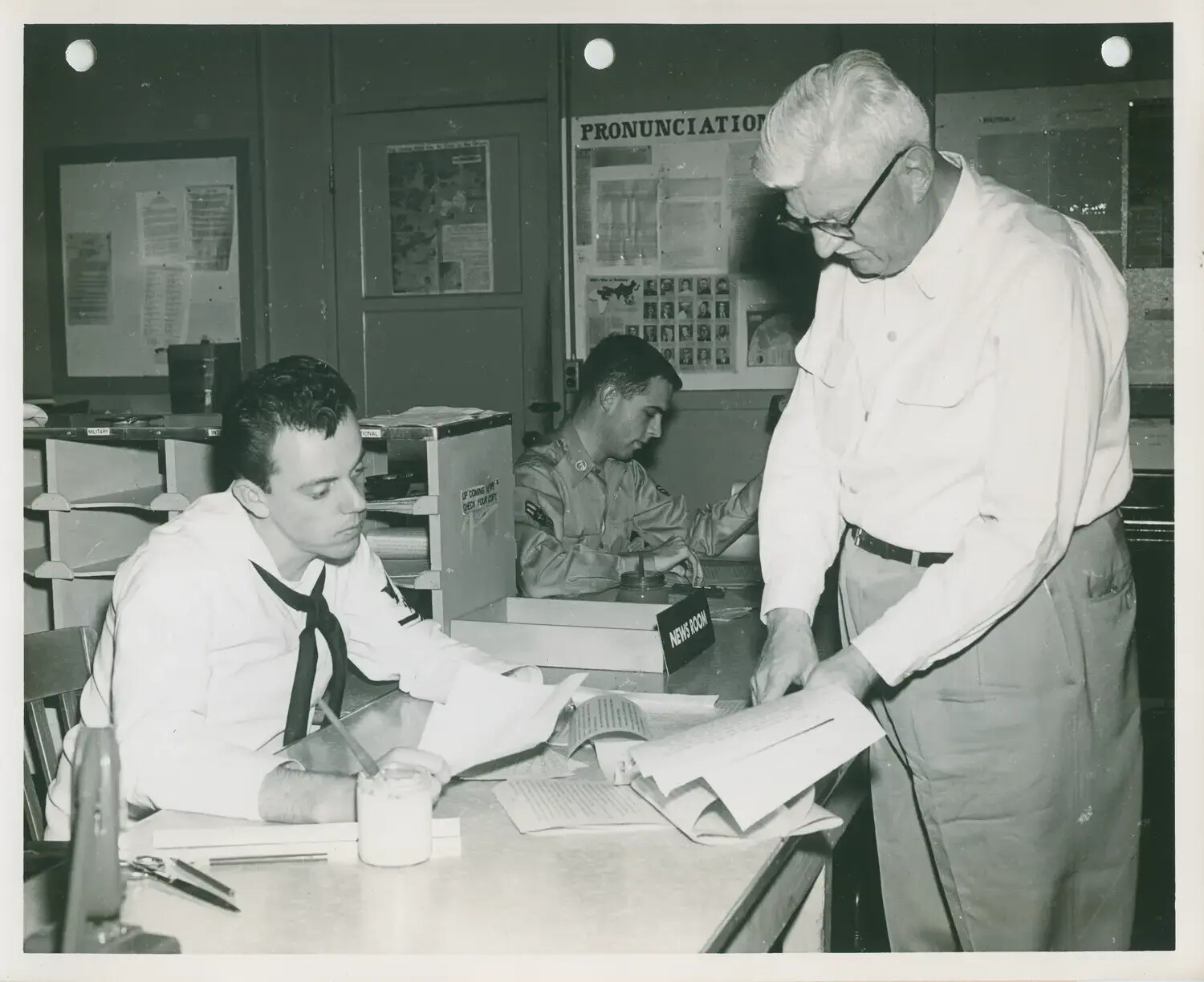 Newsroom Staff Reviewing Copy, Armed Forces Radio and Television Service