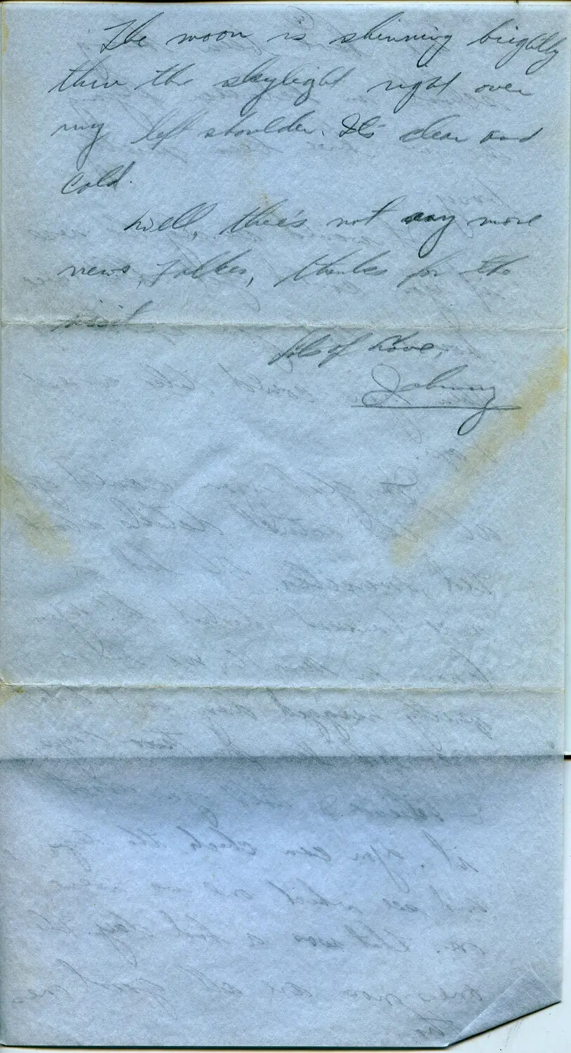 Handwritten Wartime Letter Closing, 1944 – Correspondence of B-24 Belly Gunner (Margaroli Collection)