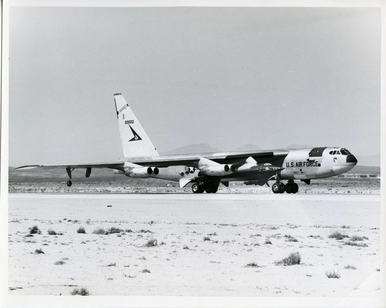 NB-52A Mothership (52-0003) Carrying the North American X-15 Rocket Research Aircraft, Edwards Air Force Base