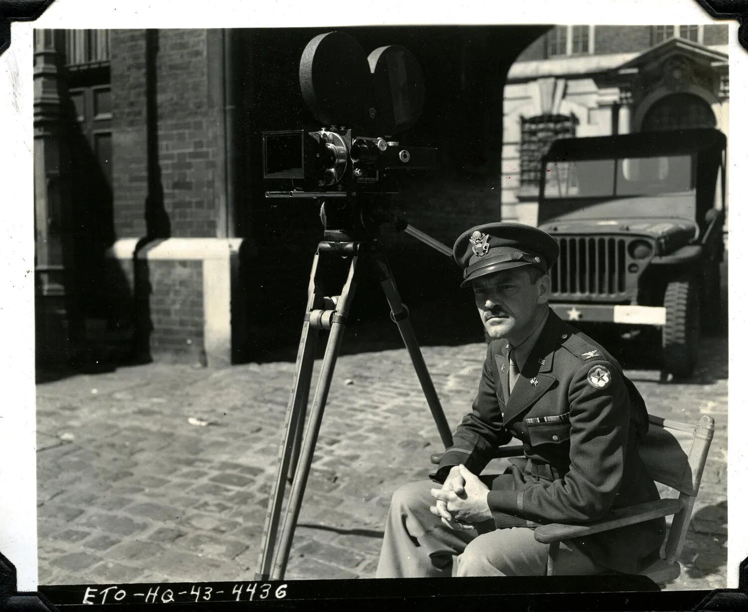 U.S. Army Signal Corps Officer with Motion Picture Camera, ETO Headquarters, 1943