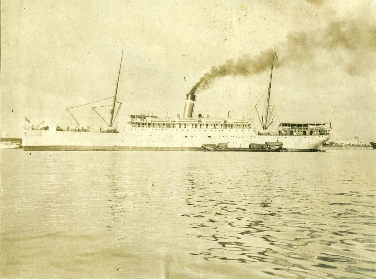 Steamship at Anchor in Manila Bay, Philippines, Early 1900s