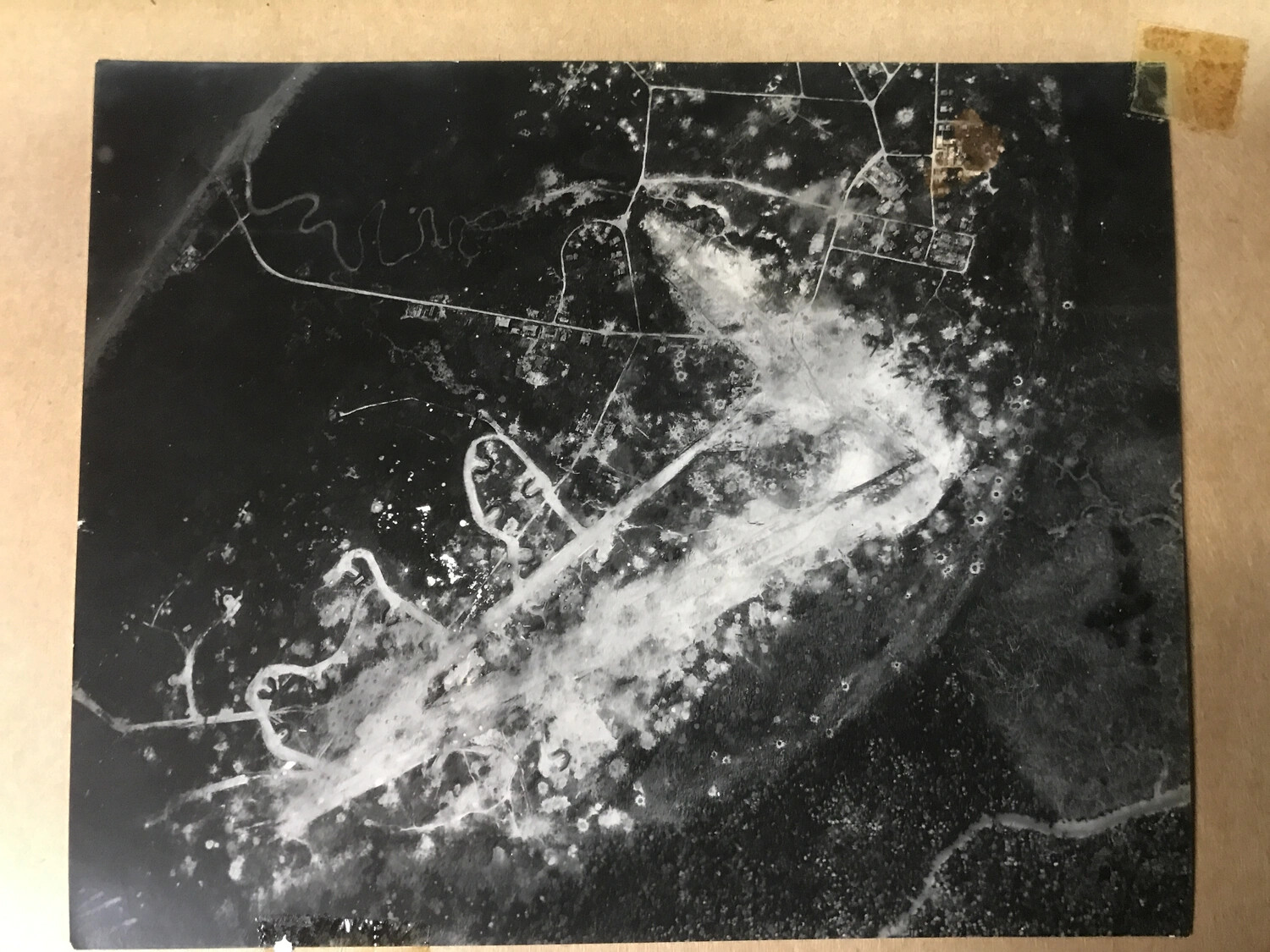 Aerial Strike Photograph of a Pacific Theater Airfield, WWII