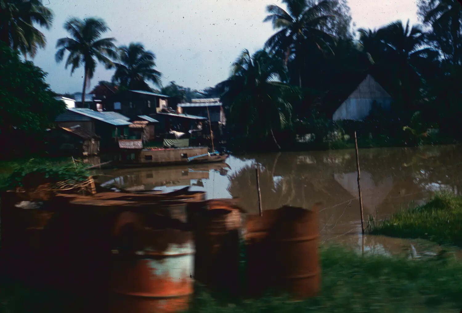 Vietnamese Canal-Side Village at Dusk, Bien Hoa Area, 1965