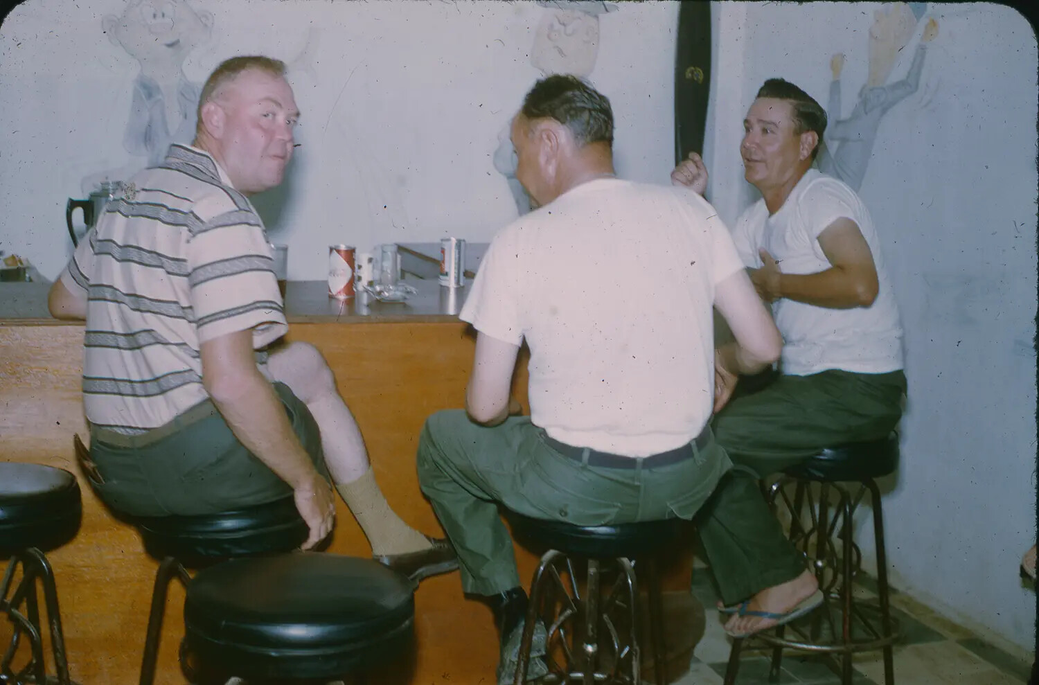 Off-Duty Airmen at Base Club Bar, 3rd Tactical Fighter Wing, South Vietnam, 1965