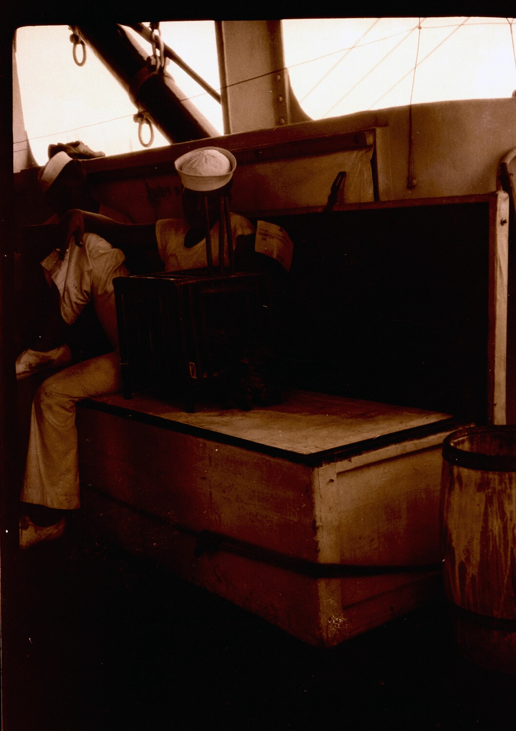 Sailor's Cap and Sea Chest on Deck, U.S. Navy China Station, 1930s