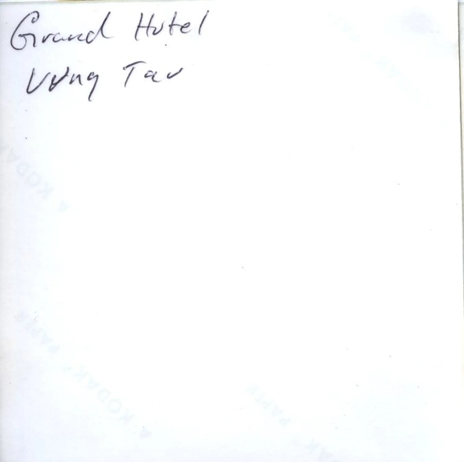 Handwritten Caption Card: 'Grand Hotel, Vung Tau' — Vietnam Album, 1971