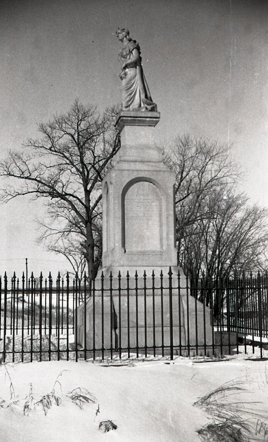 Monumental Statue on Inscribed Pedestal, Winter View