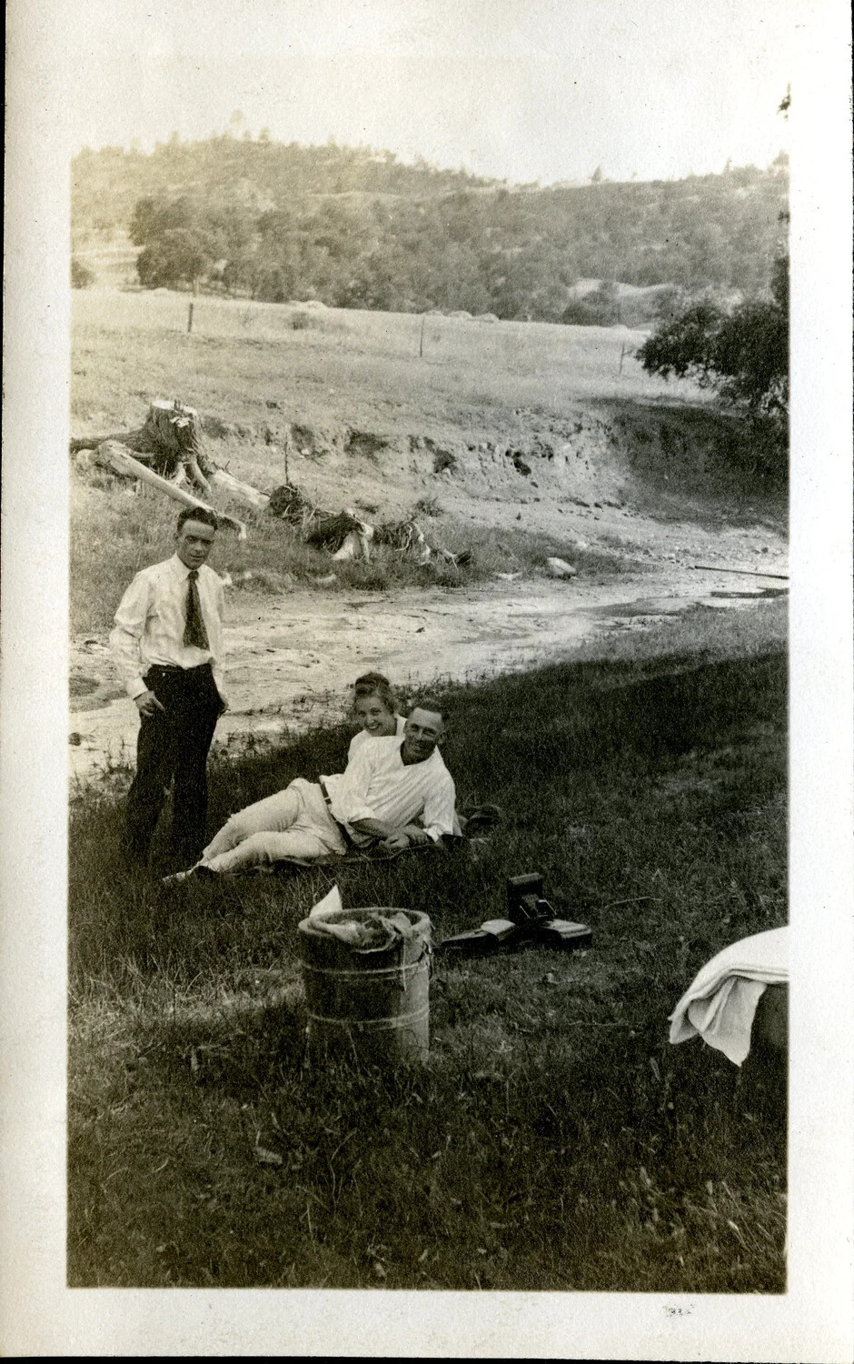 Picnic Outing Near a Creek Bed, Early 20th Century