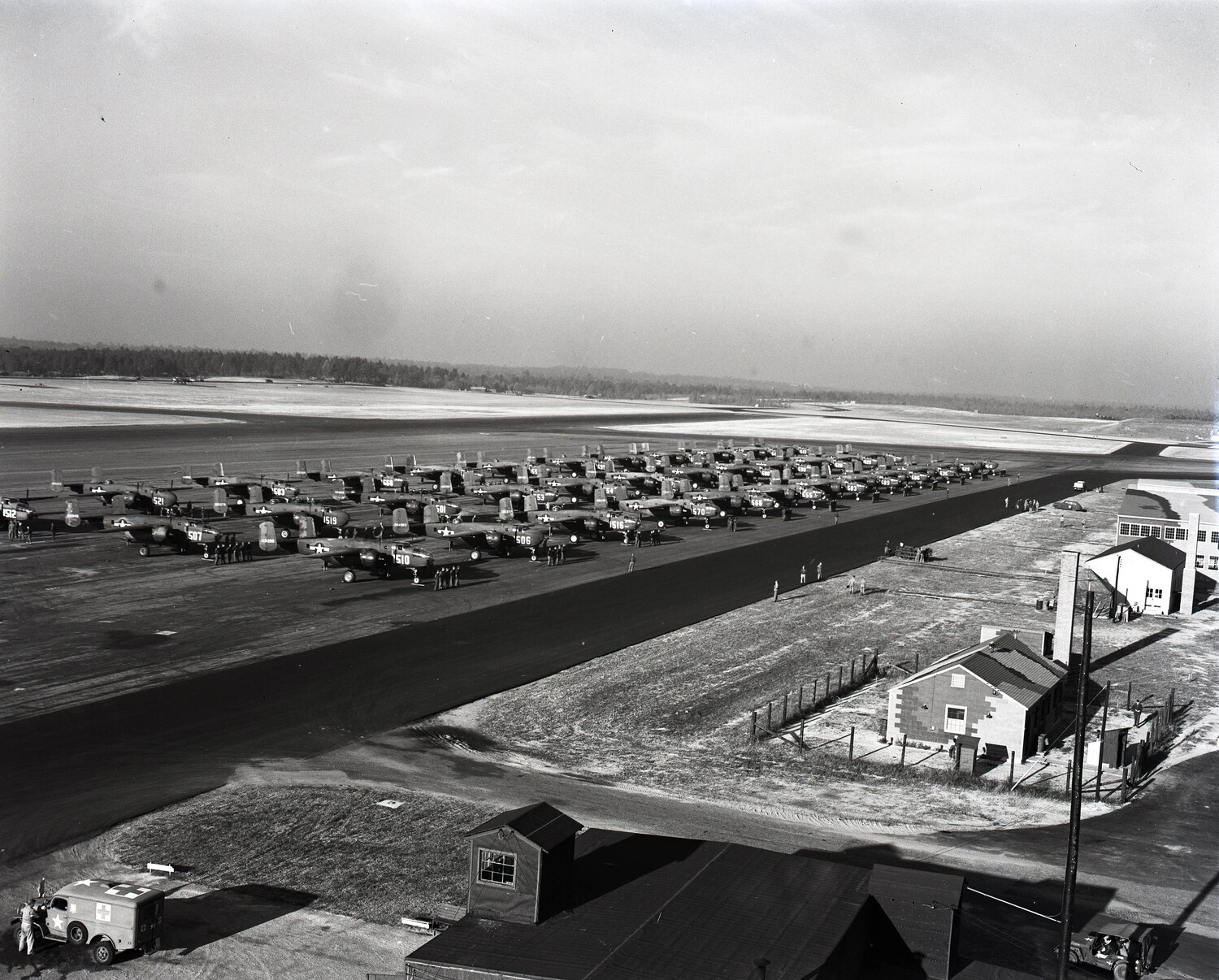 B-25 Mitchell Bomber Formation Review, WWII, Kotec CBI Collection