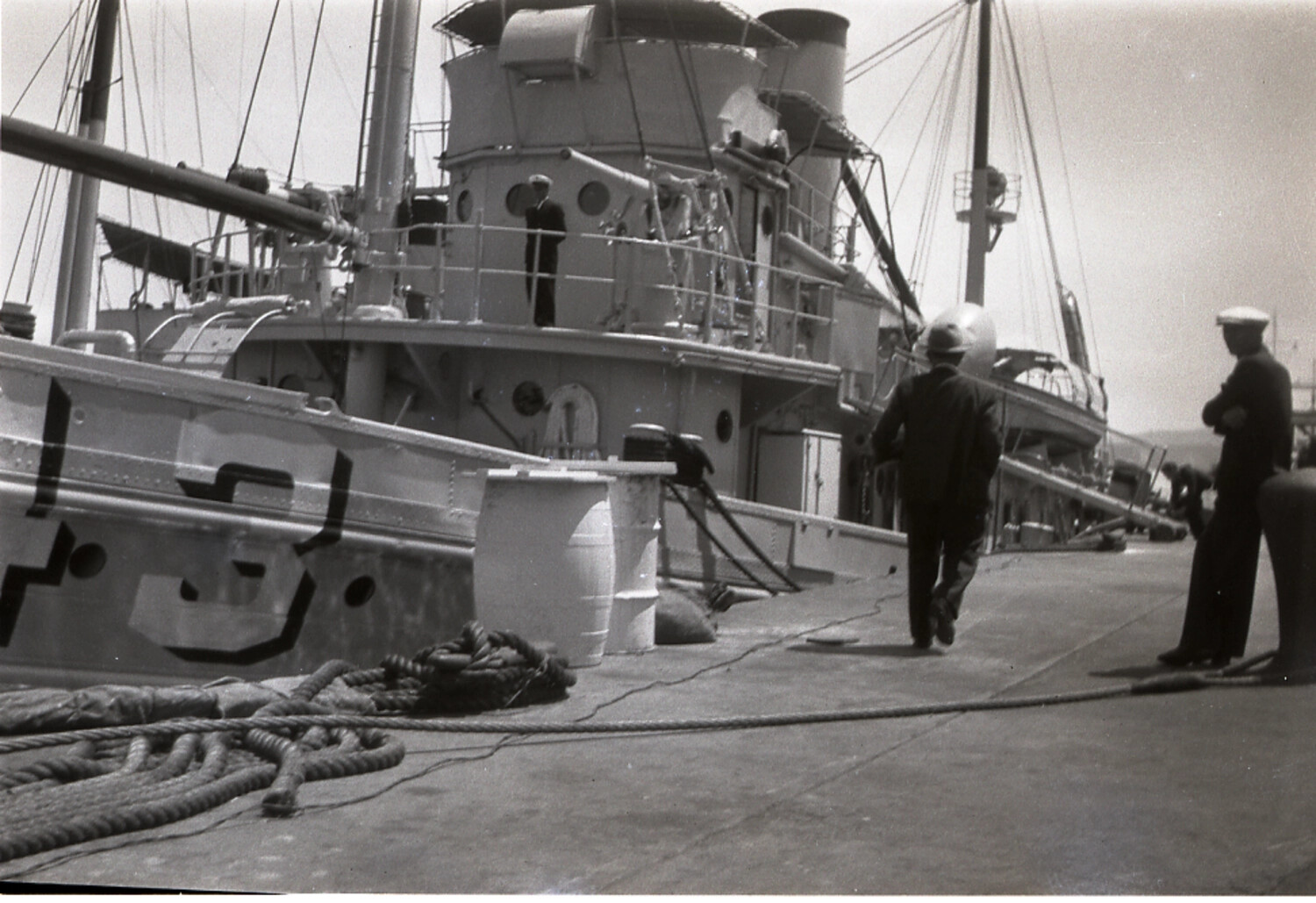 Bow of U.S. Navy Vessel with Hull Number, China Station, 1930s
