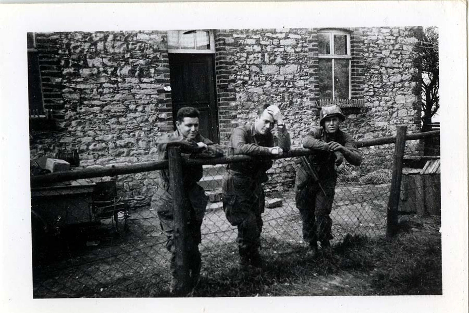 Three 101st Airborne Paratroopers at a Farmhouse Billet, European Theater, 1944-1945