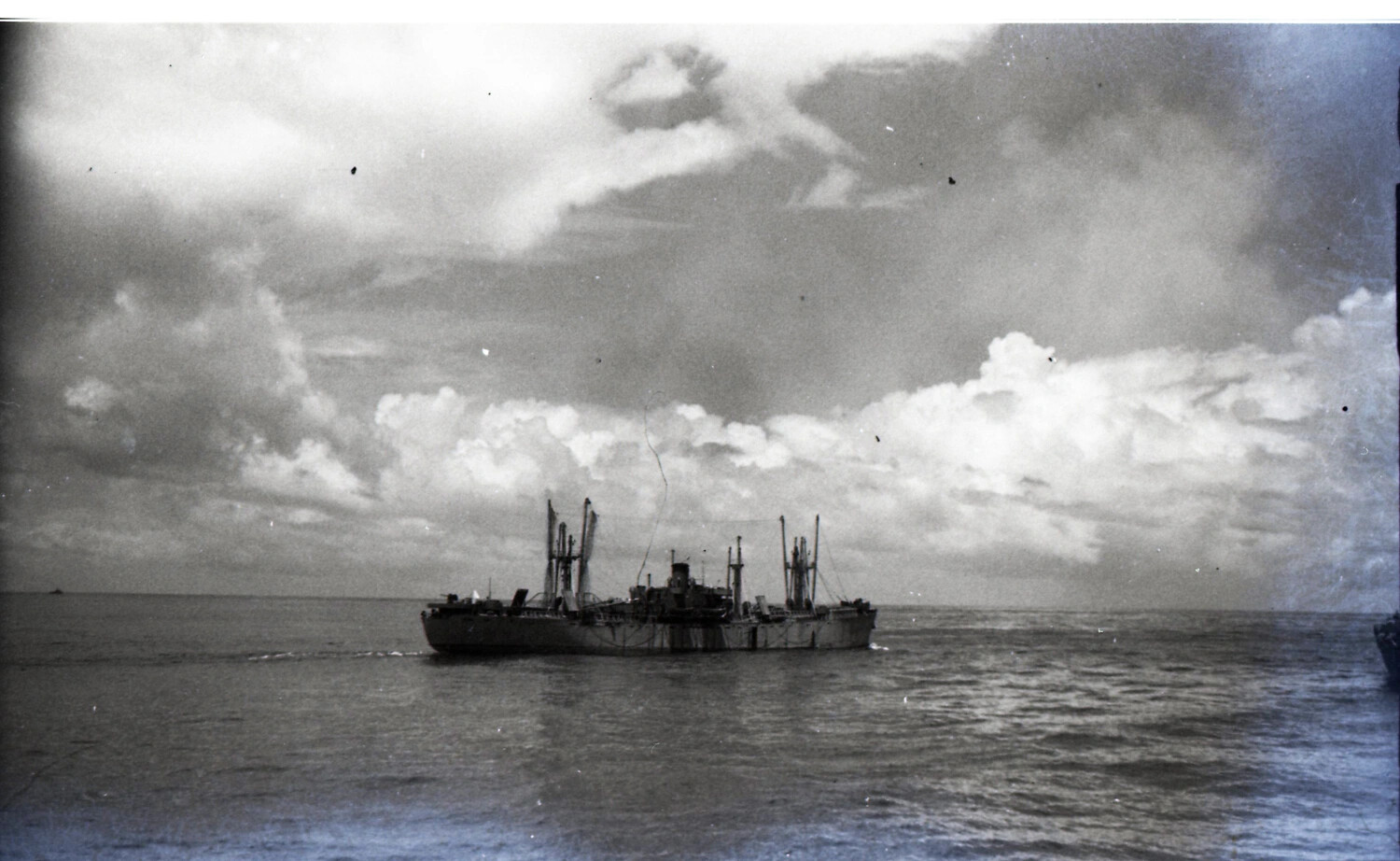WWII Cargo Transport Vessel at Sea, China-Burma-India Theater Supply Convoy