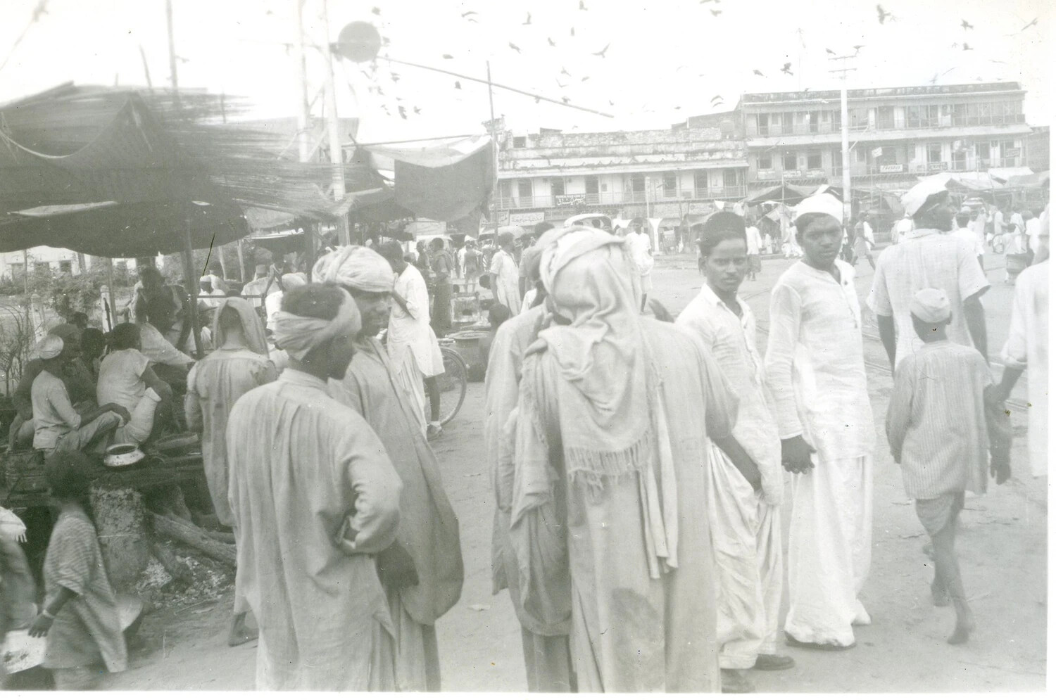 Crowded Market Square in India, World War II Era