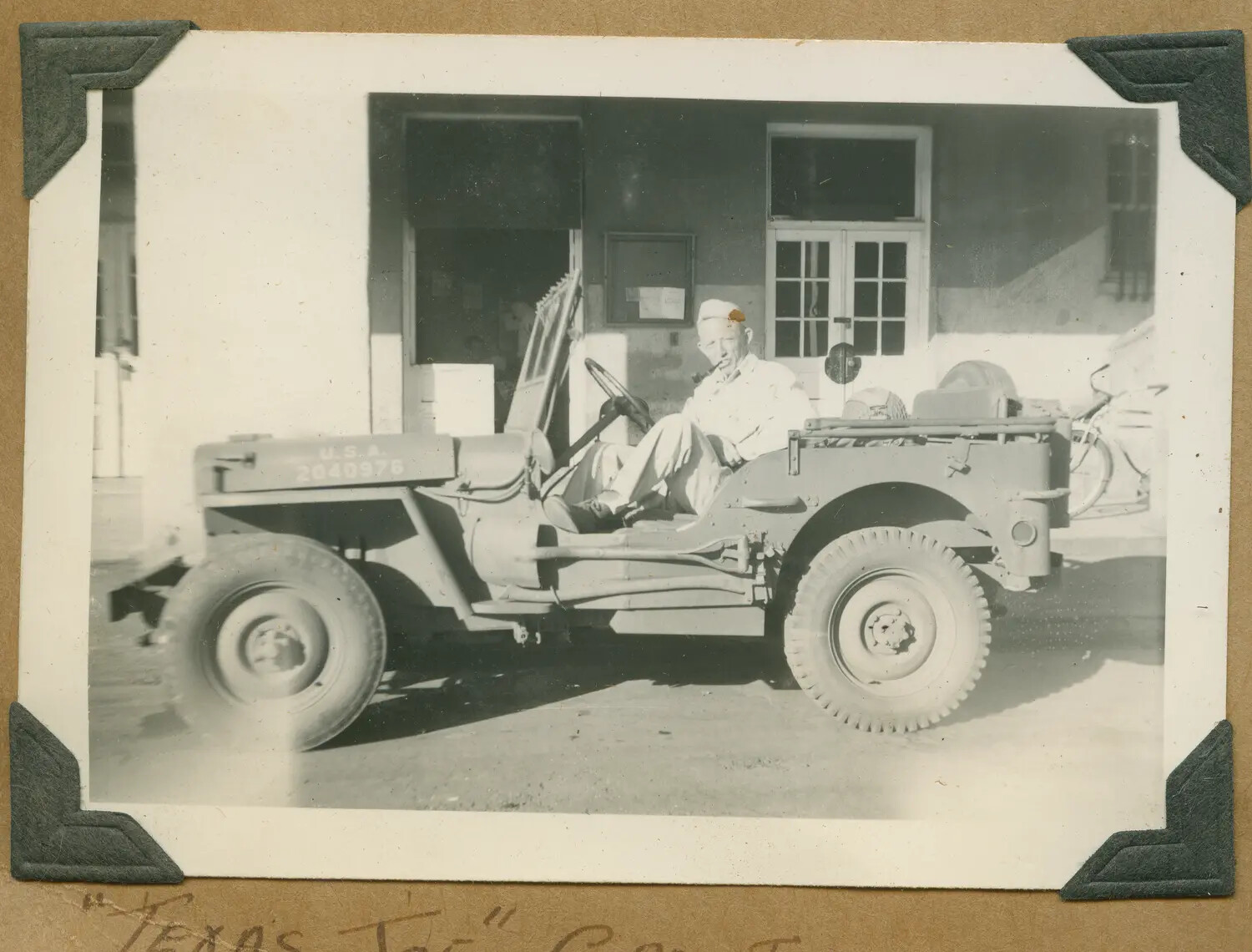 "Texas Joe" Grant in Jeep with Registration Number U.S.A. 2040976, Hawaii, World War II Era