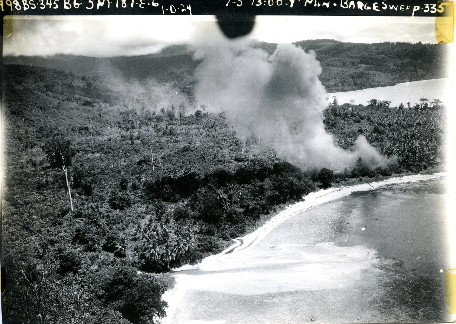 498th Bombardment Squadron, 345th Bomb Group — Aerial Strike Photo, Barge Sweep Mission No. 335