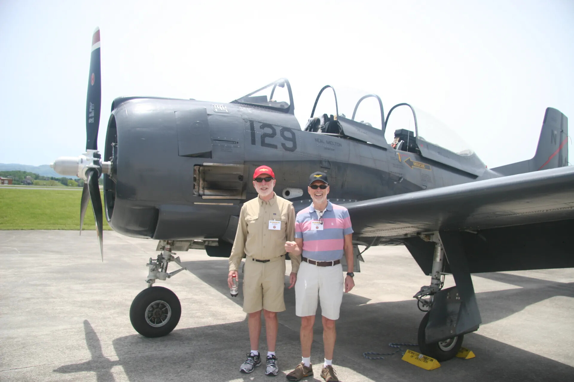 Reunion Attendees Posing with T-28 Trojan Trainer, Operation Tailwind Reunion, April 2016