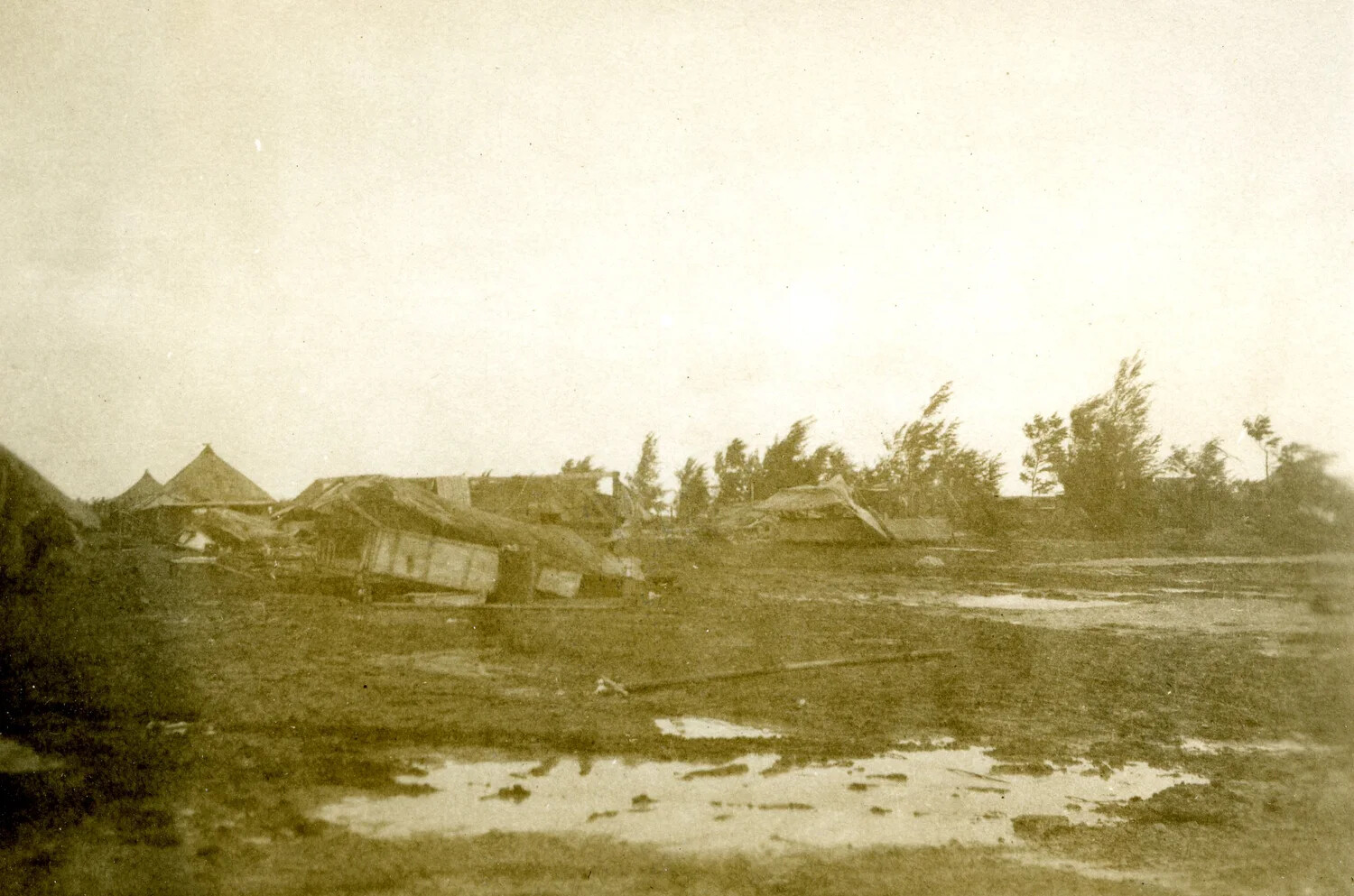Storm-Damaged Tent Camp, Ie Shima, 345th Bombardment Group Collection, 1945