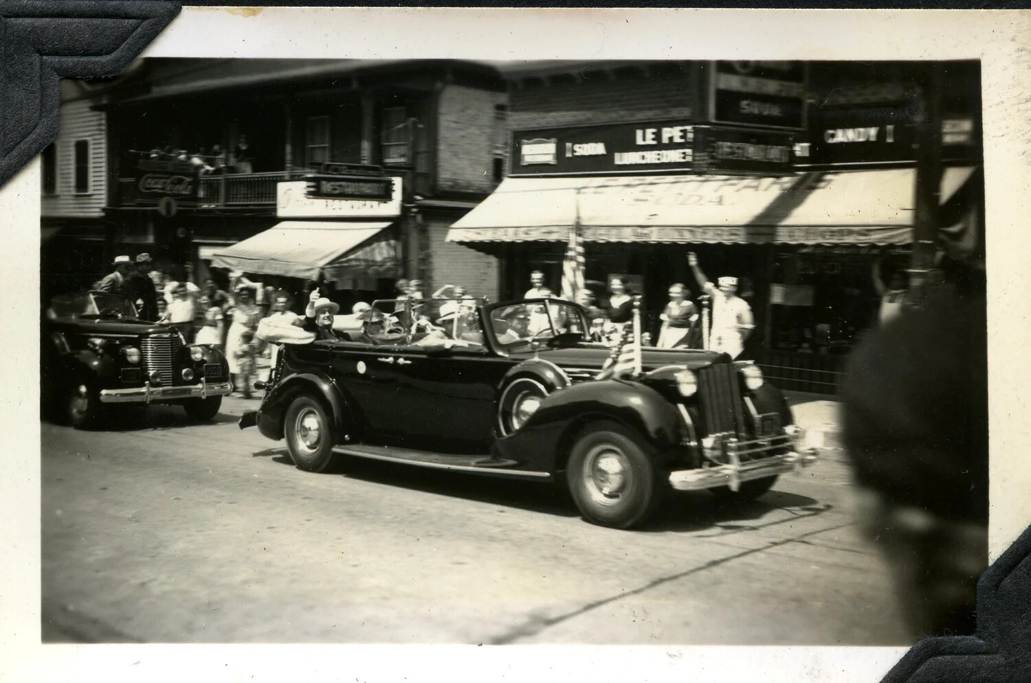 Open Touring Car in Small-Town Parade, Jervey Signal Corps Photo Album