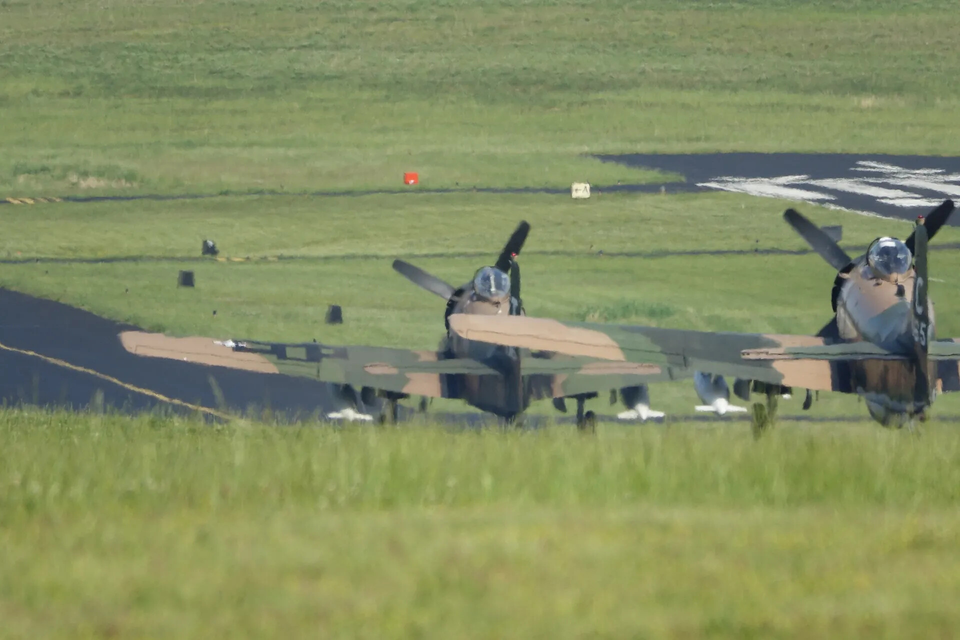 Two Restored A-1 Skyraiders Taxiing at May 2019 Warbird Event