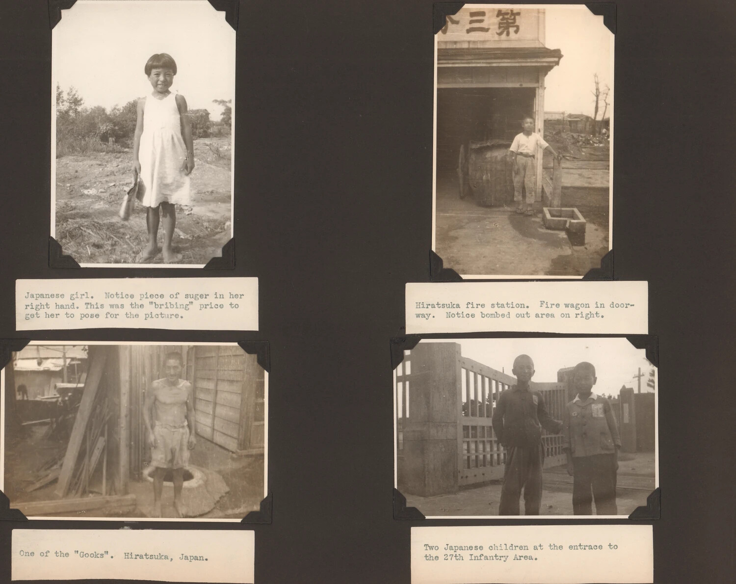 Occupation-Era Photo Album Page: Civilian Life in Hiratsuka, Japan, WWII Aftermath