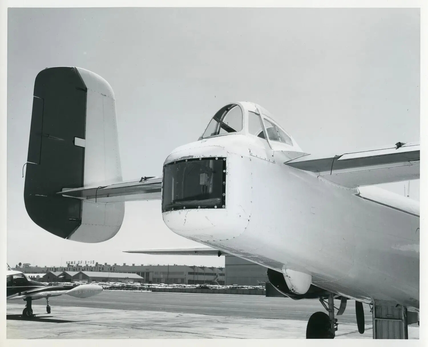 Jet Trainer Aircraft Tail Section at North American Aviation Plant, "Home of the X-15"