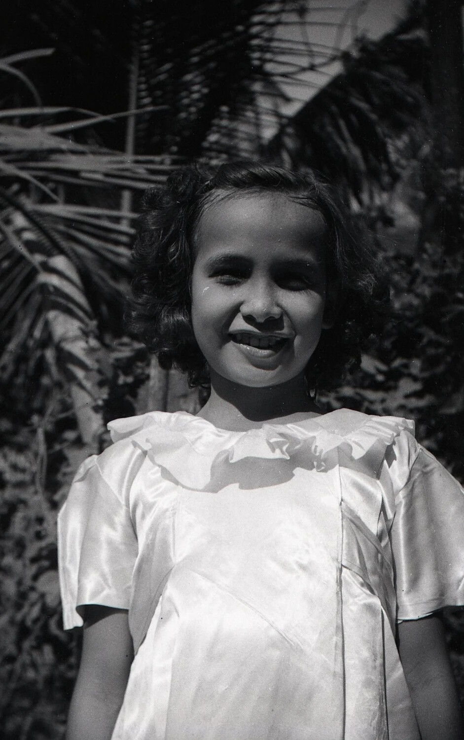 Portrait of a Young Filipino Girl in Satin Dress, Luzon, Philippines, WWII Era