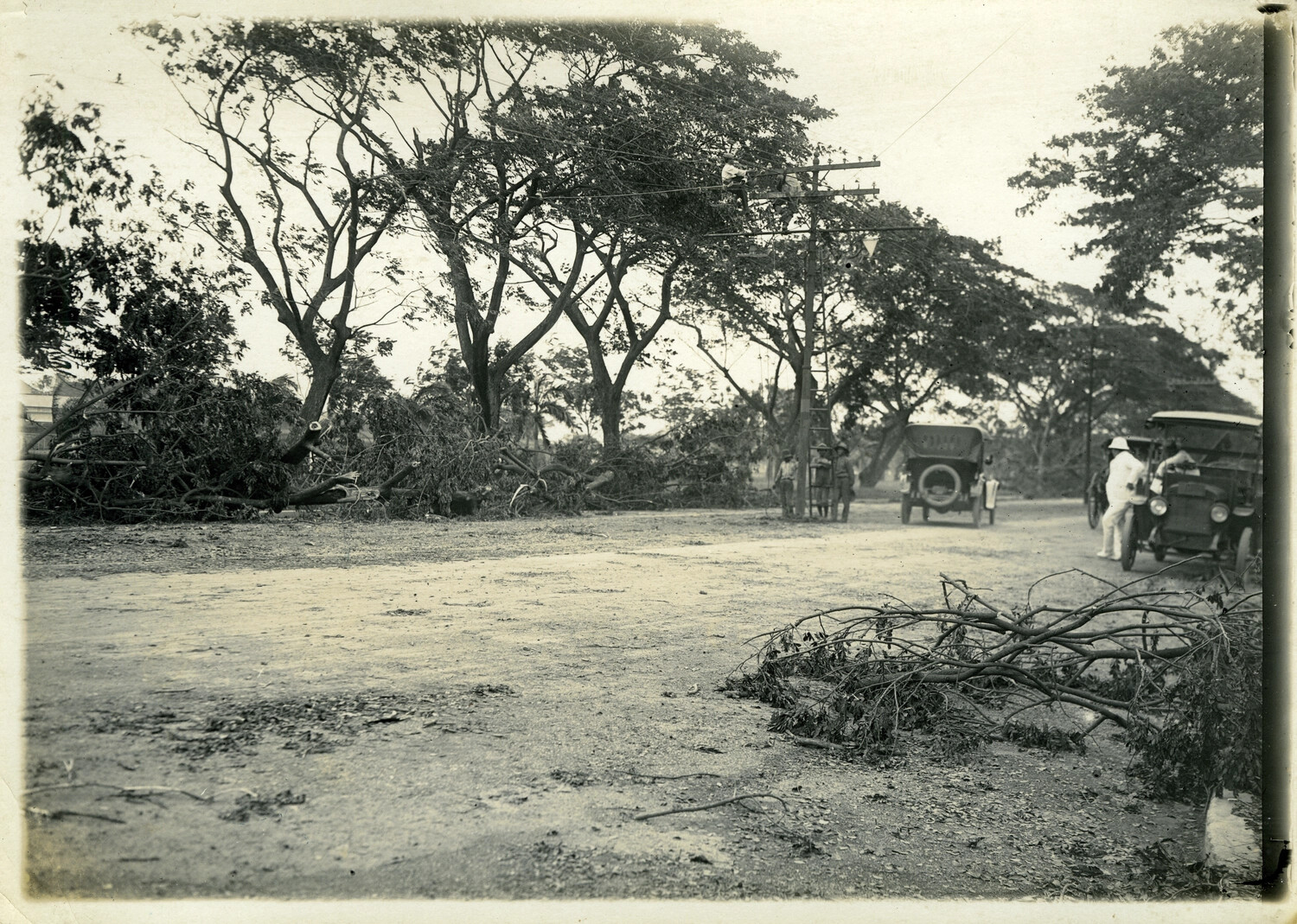 Typhoon Storm Damage and Utility Line Repair, Philippines, Early 1900s