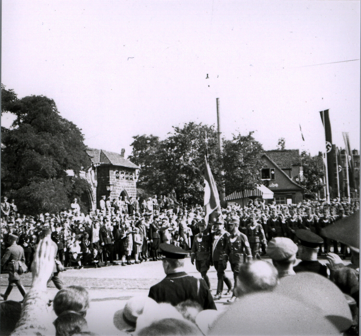 Nazi Party Formation Marching Through Nuremberg, Germany