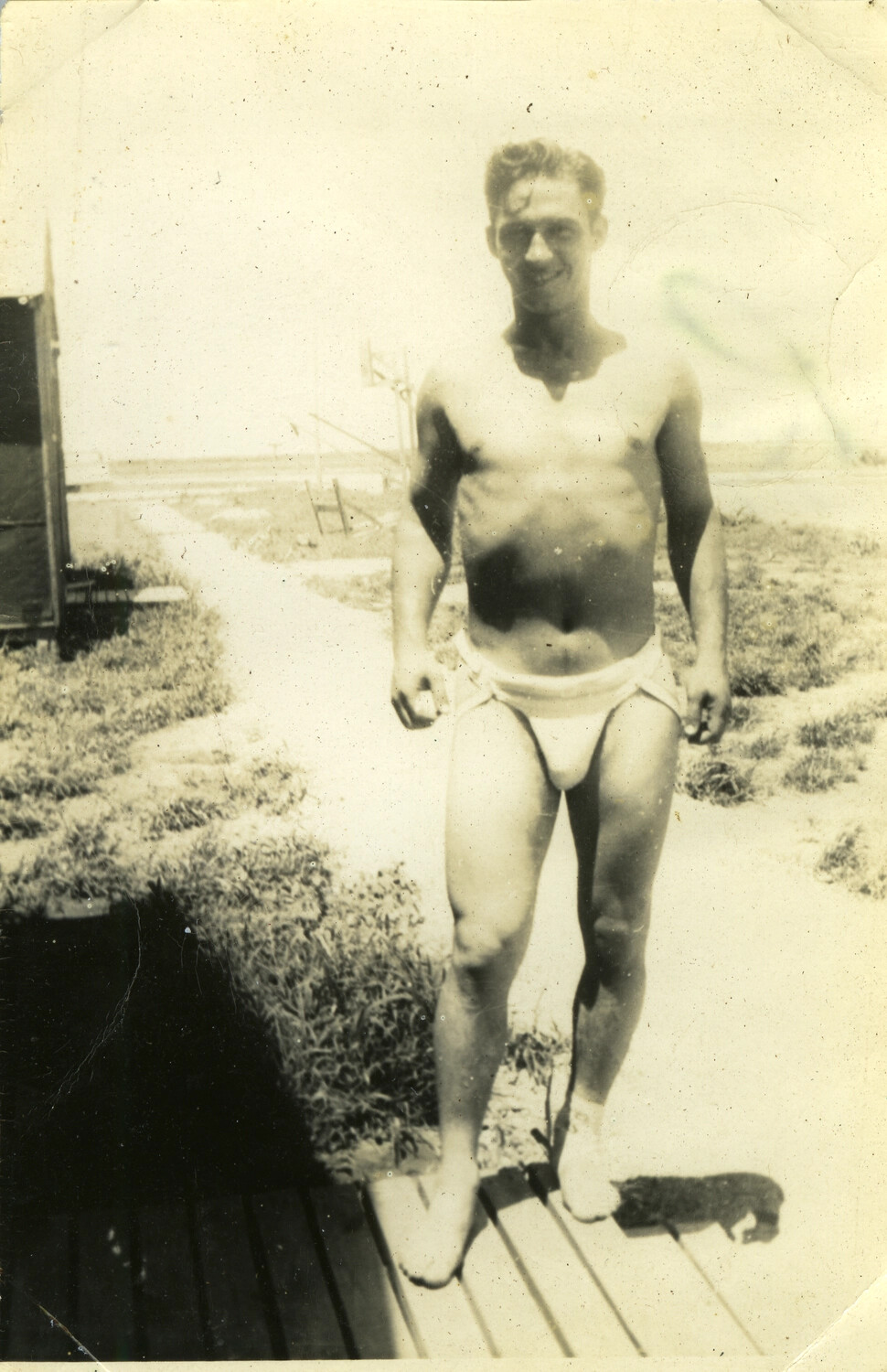 Serviceman at Beach Recreation Area, Pacific Theater, World War II