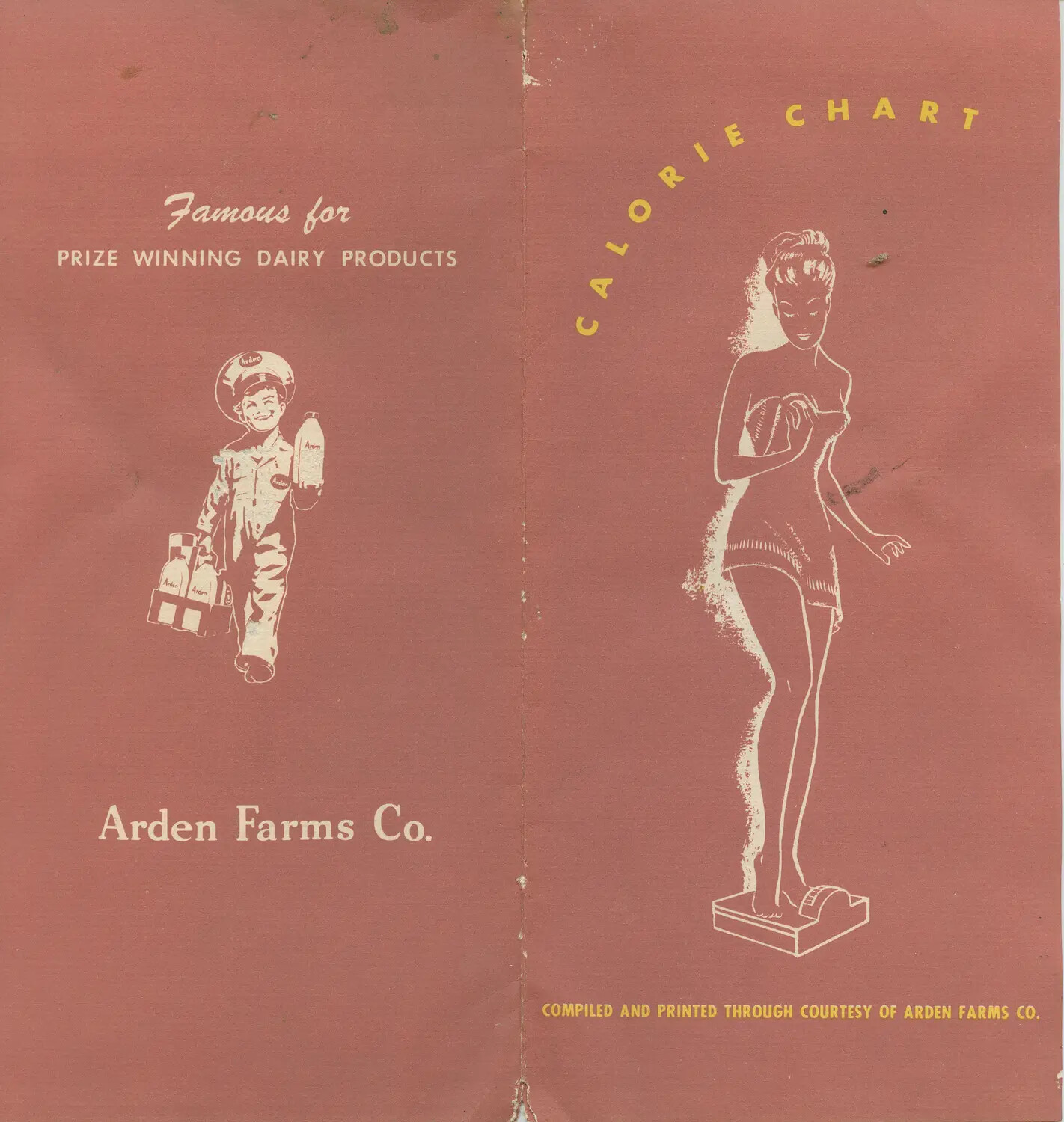 Arden Farms Co. 'Calorie Chart' Promotional Pamphlet Covers (Non-Wartime Ephemera)