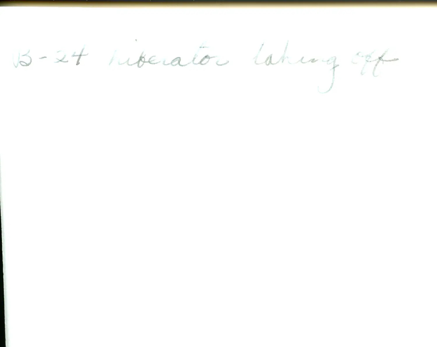 Handwritten Caption Card: "B-24 Liberator Taking Off" – WWII China-Burma-India Theater Archive