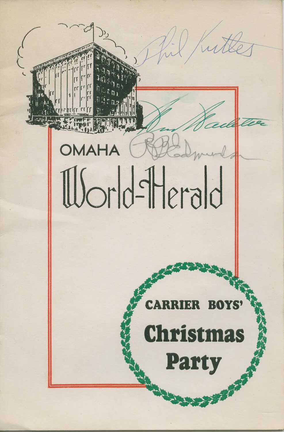 Omaha World-Herald "Carrier Boys' Christmas Party" Program, Margaroli Collection