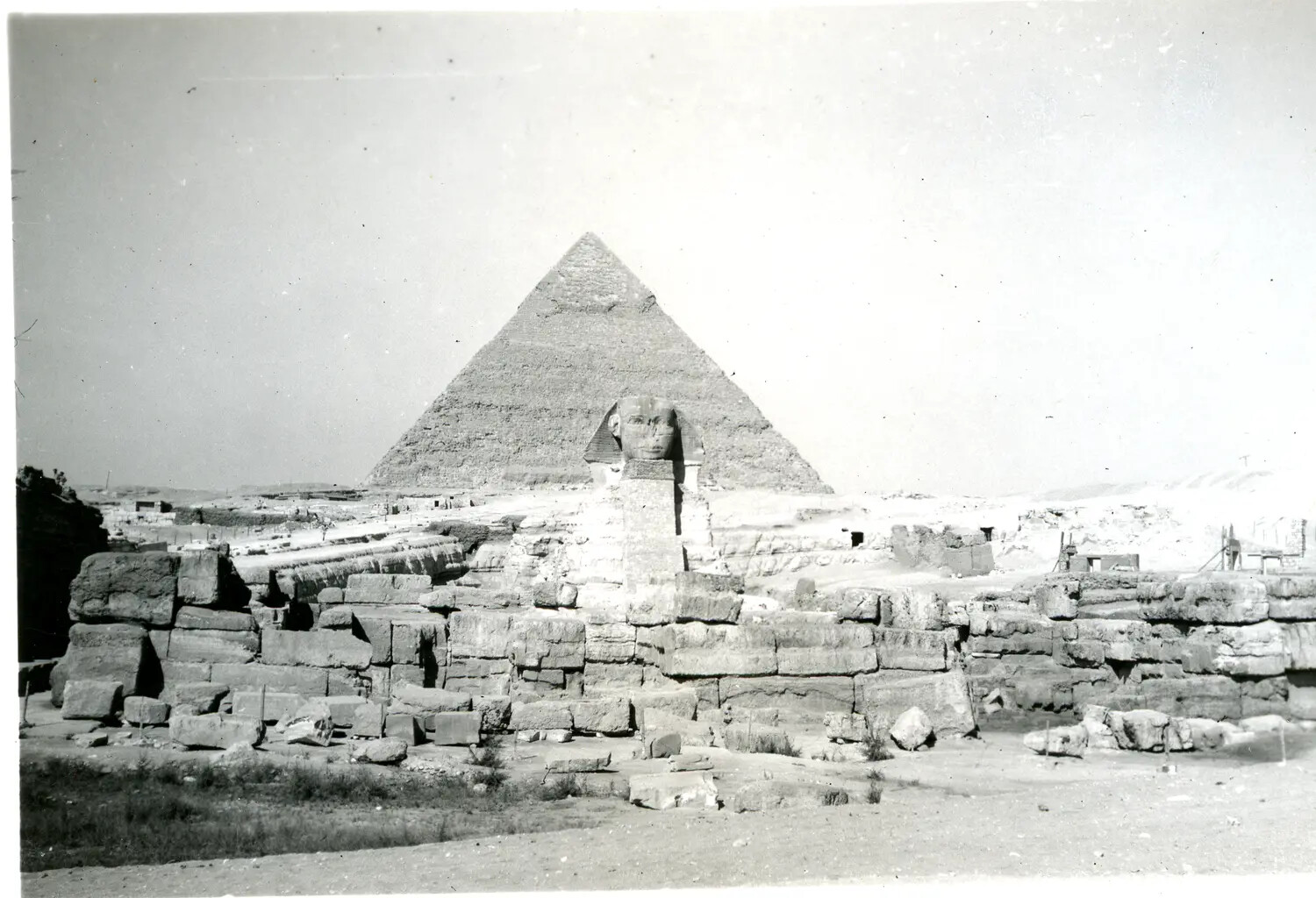 The Great Pyramid and Sphinx of Giza, Egypt, Wartime Traveler's Photograph