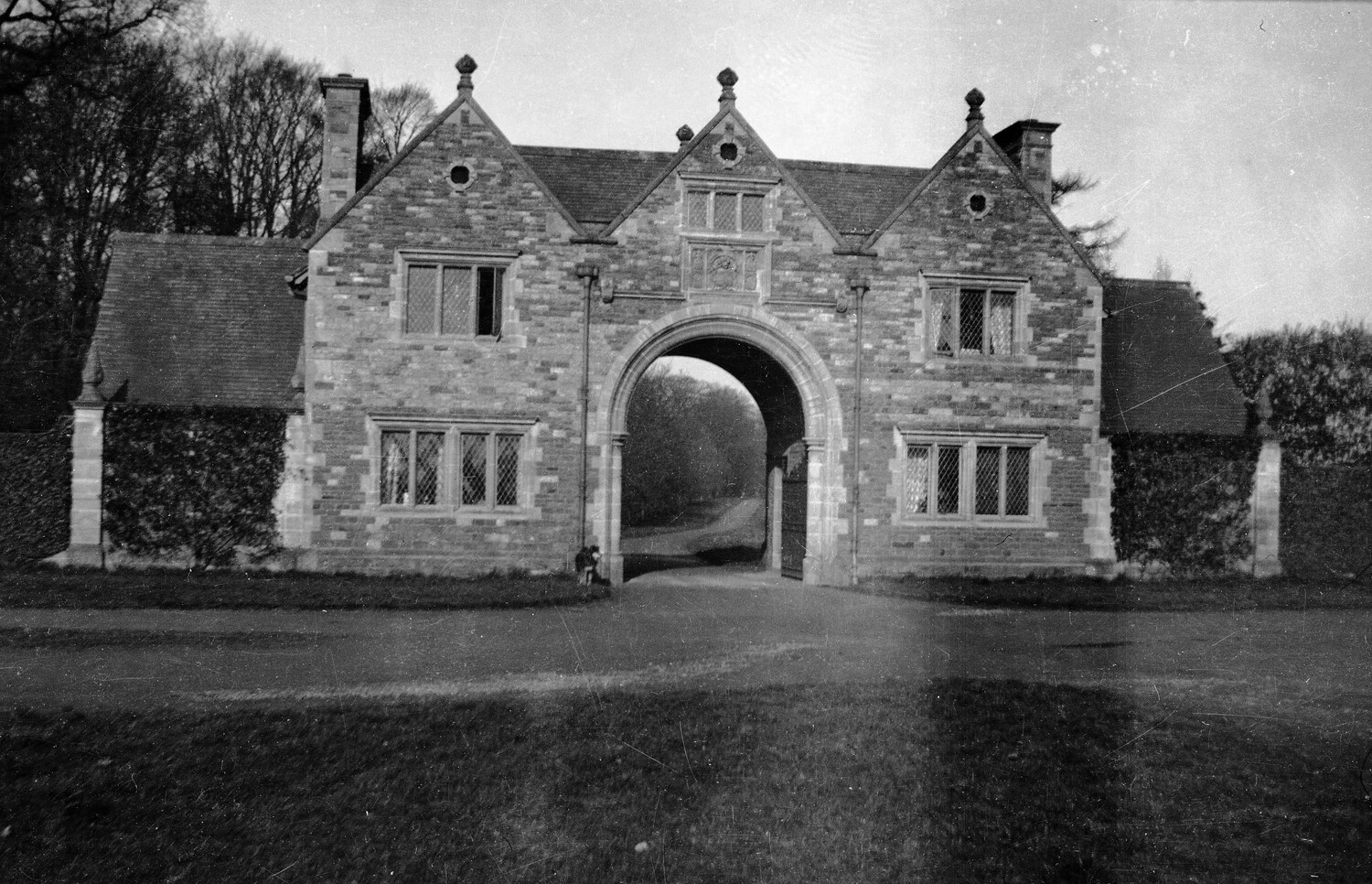 English Estate Gatehouse with Archway, WWI Scott Field-England Negatives Collection