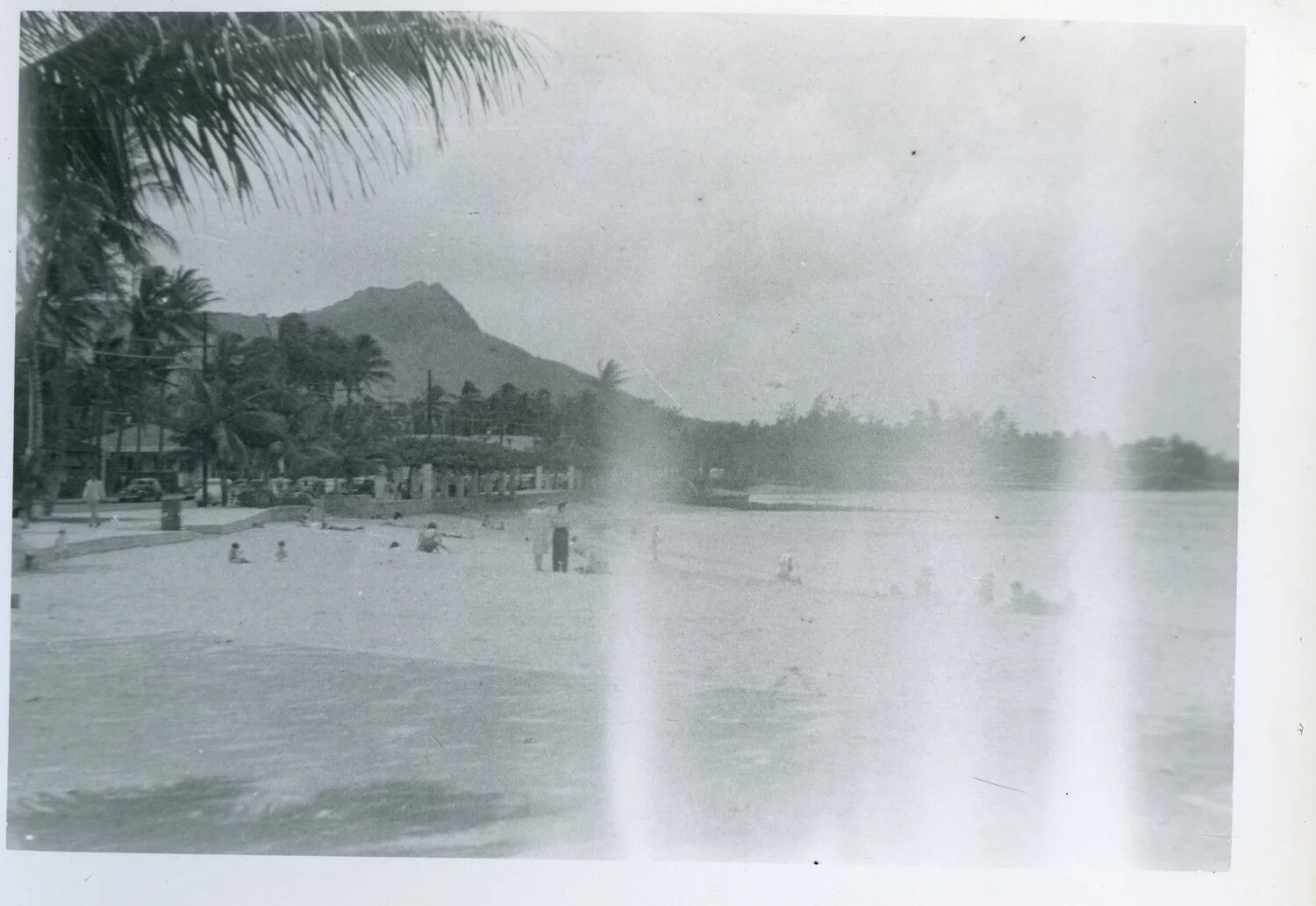 Waikiki Beach with Diamond Head, Honolulu, Hawaii — WWII-Era Snapshot