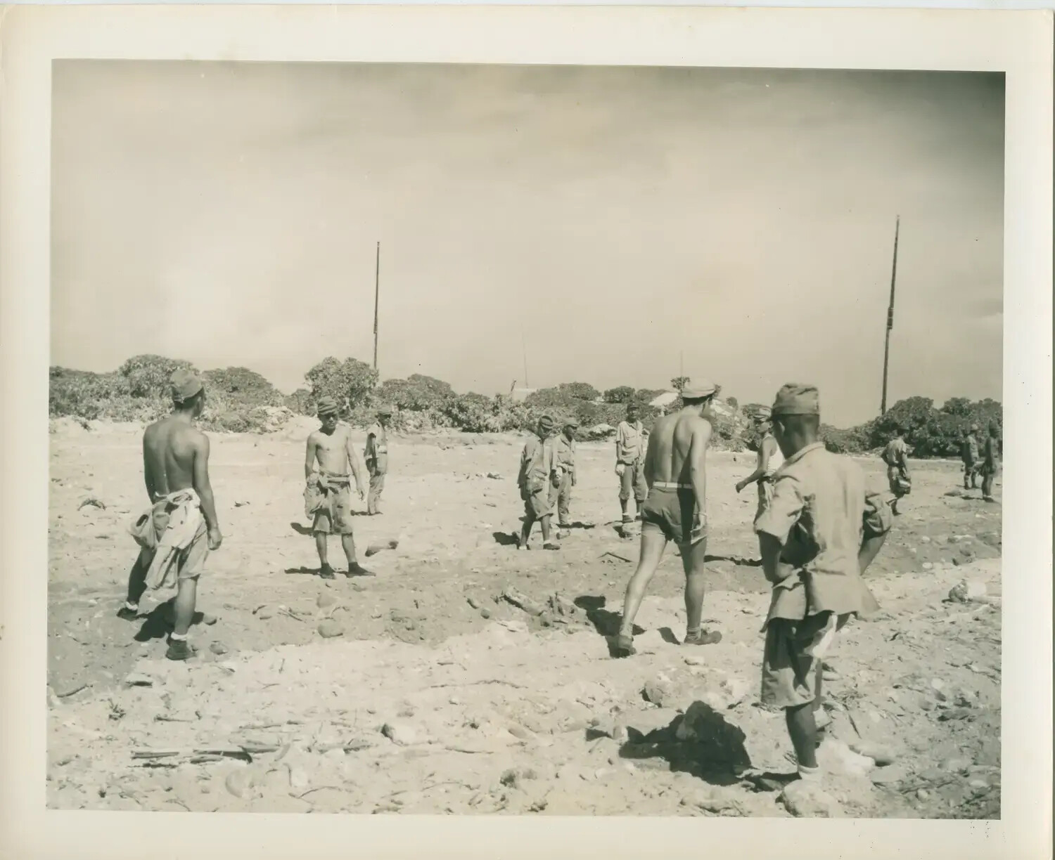 USS Petrof Bay (CVE-80) Personnel Ashore on Pacific Island Terrain, WWII