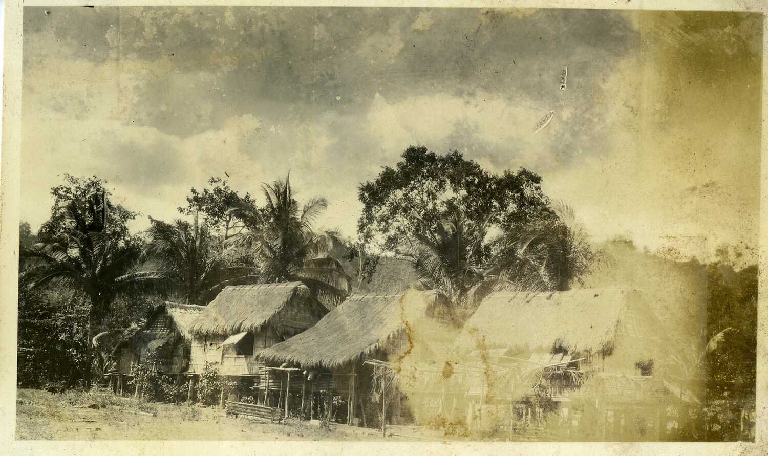 Traditional Nipa Hut Village Scene, Philippines, Early-to-Mid 20th Century