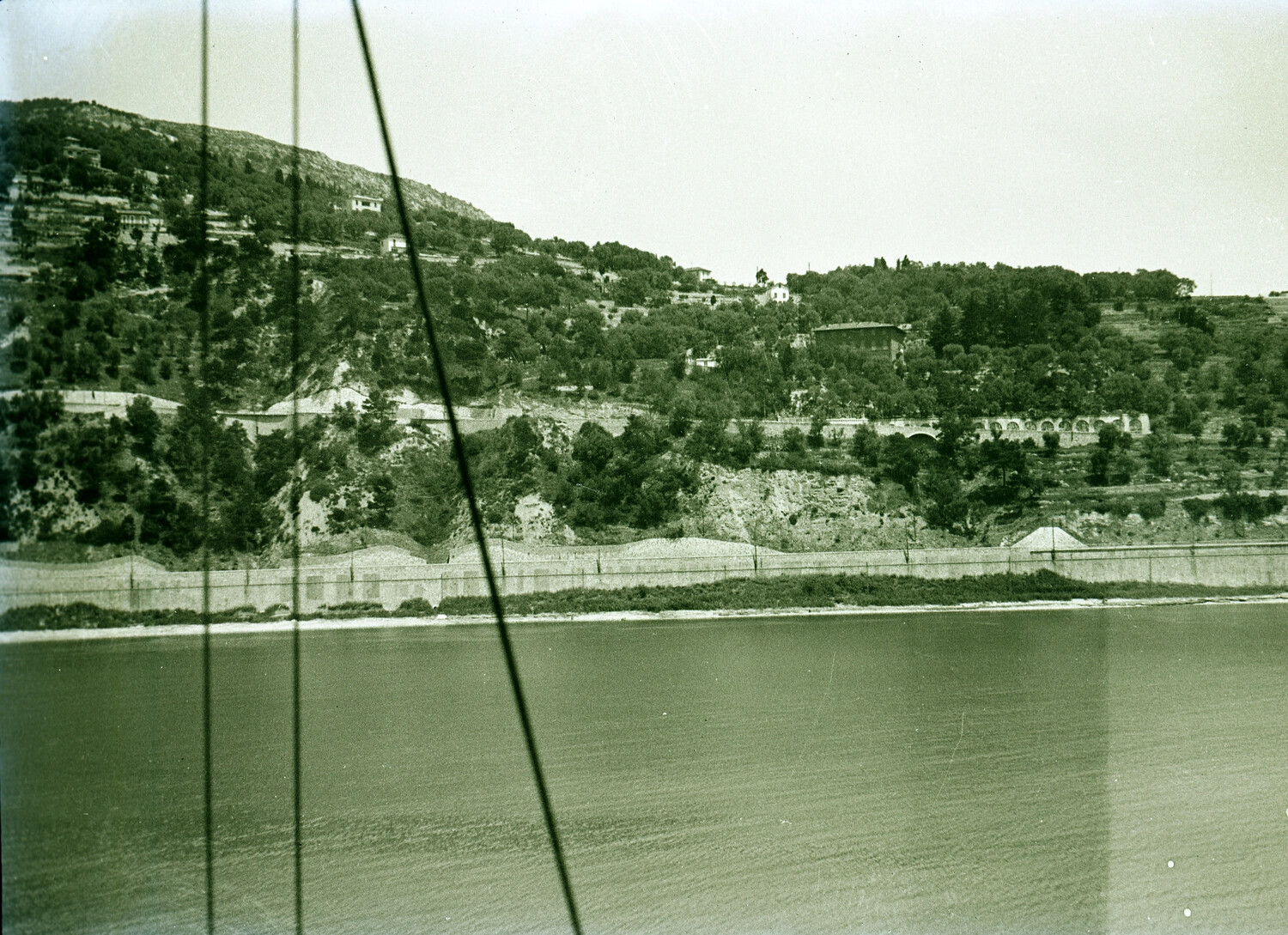 Terraced Harbor Town Viewed from Shipboard, US Navy Pre-WWII Asiatic Fleet Deployment, c. 1930s