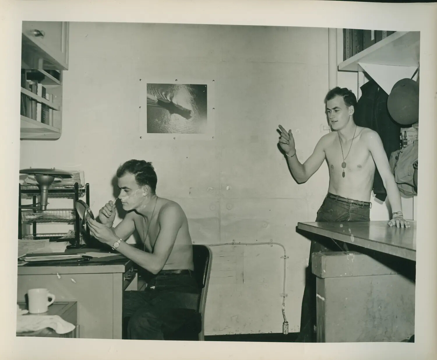 Sailors Shaving and Relaxing in Shipboard Quarters, USS Petrof Bay (CVE-80) Collection