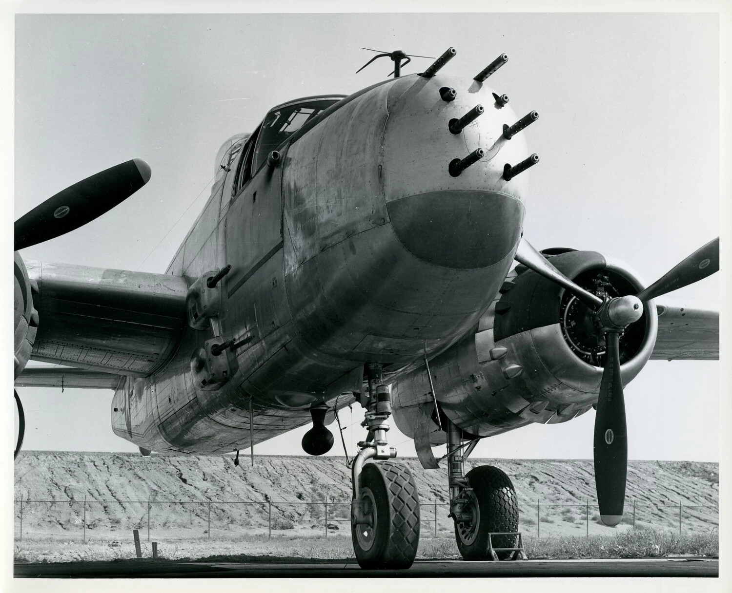 Douglas A-26 Invader with Eight-Gun Solid Nose Configuration, Ground-Level Front View