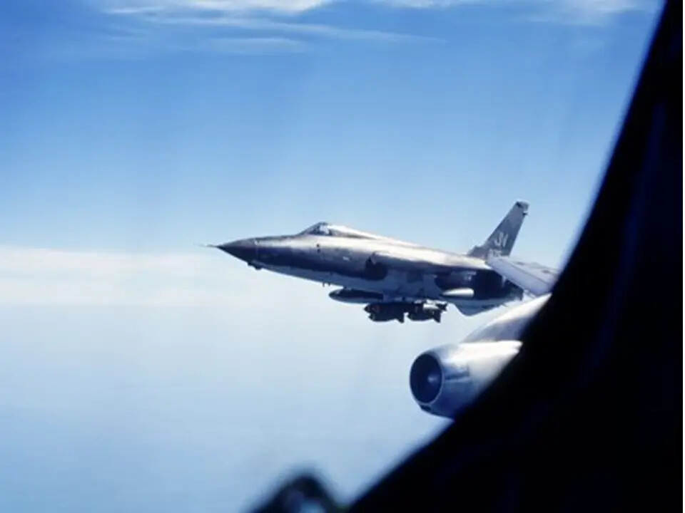 F-105 Thunderchief in Flight, Photographed from KC-135 Tanker Boom Pod, Southeast Asia