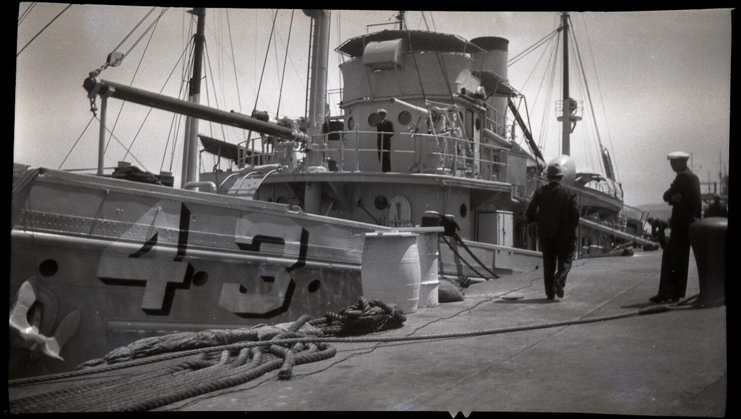 US Navy Flush-Deck Destroyer Moored in Chinese Port, 1936