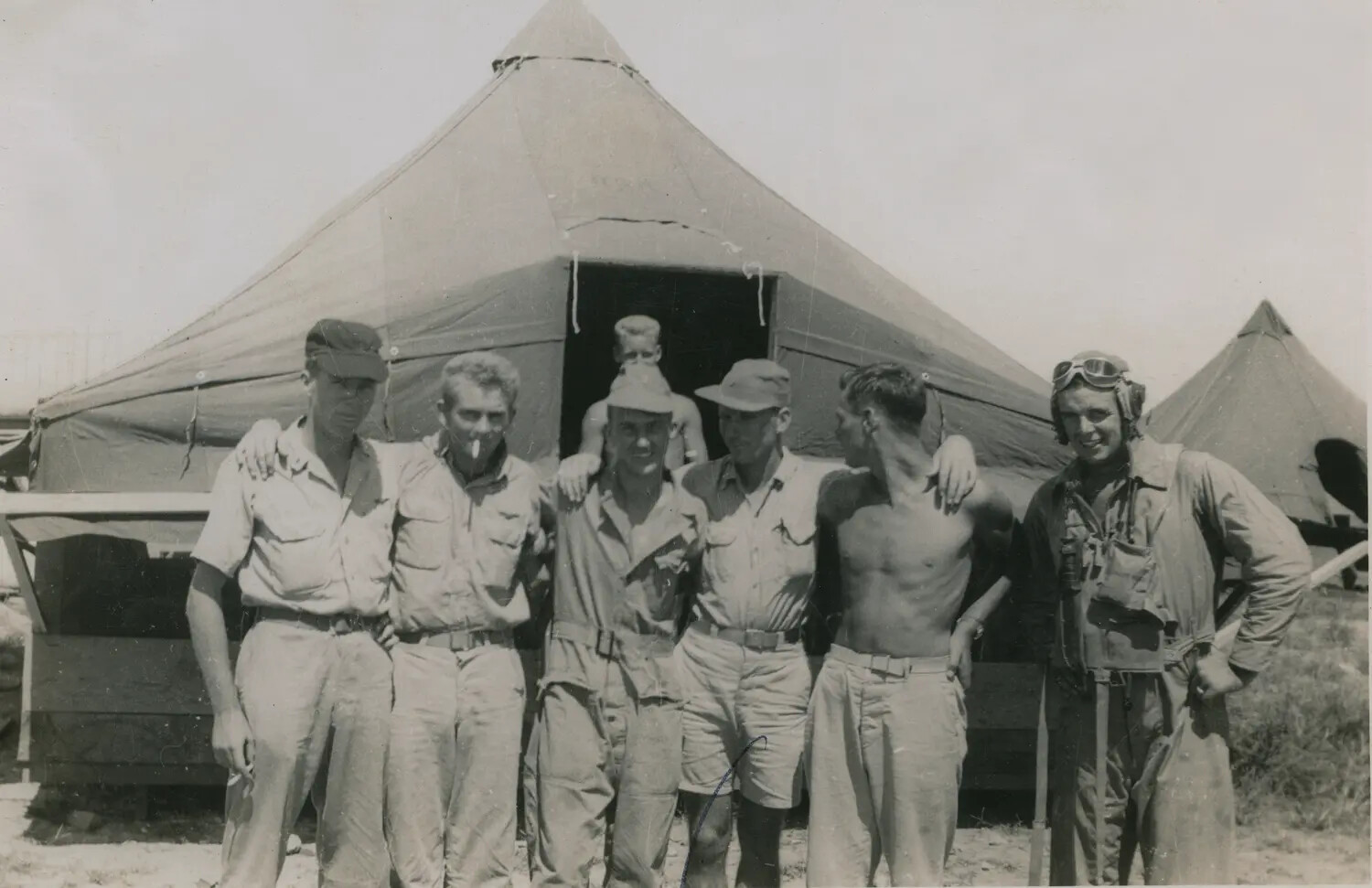 Group Portrait of Airmen and Ground Personnel Before Tent Quarters, WWII
