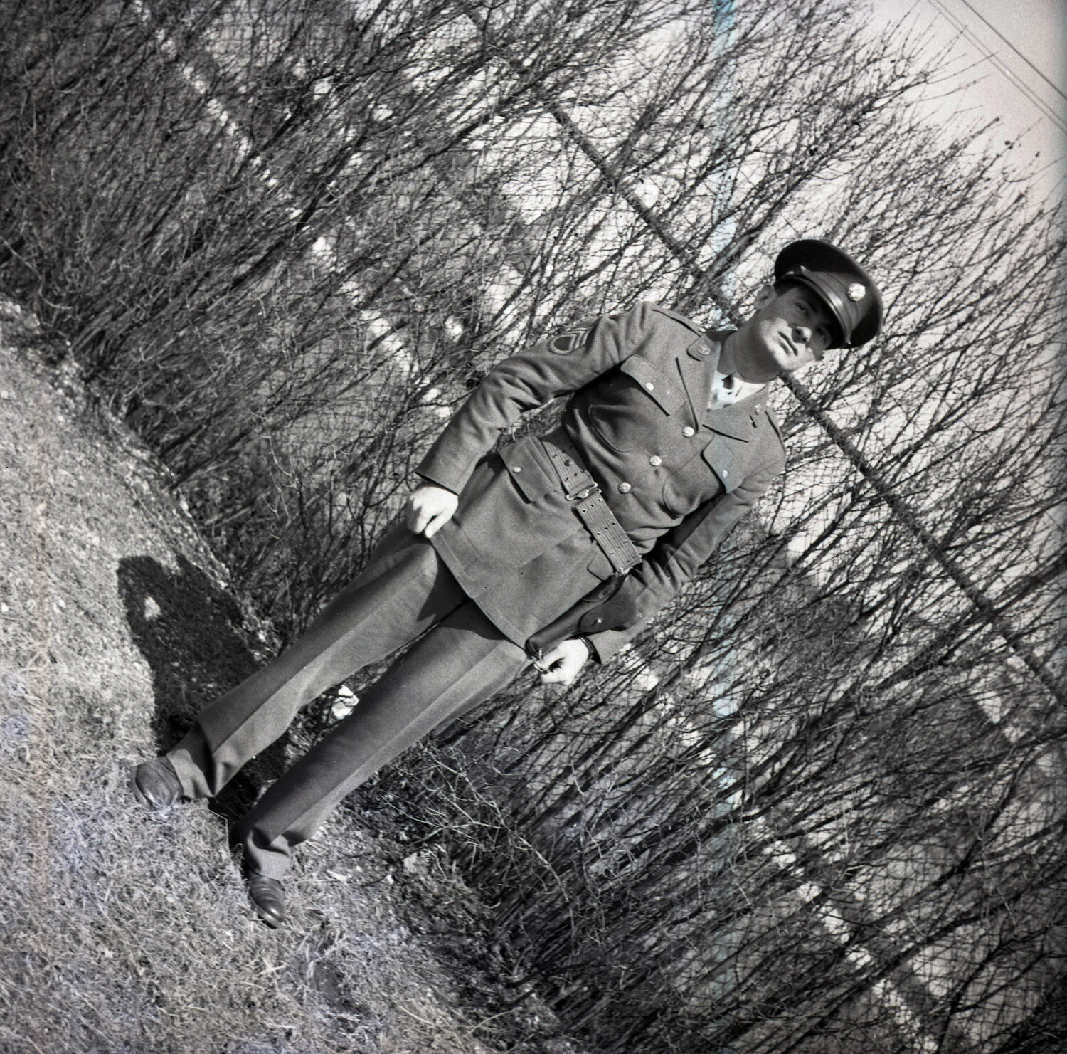 U.S. Army Noncommissioned Officer in Class A Uniform with Web Cartridge Belt, WWII Era