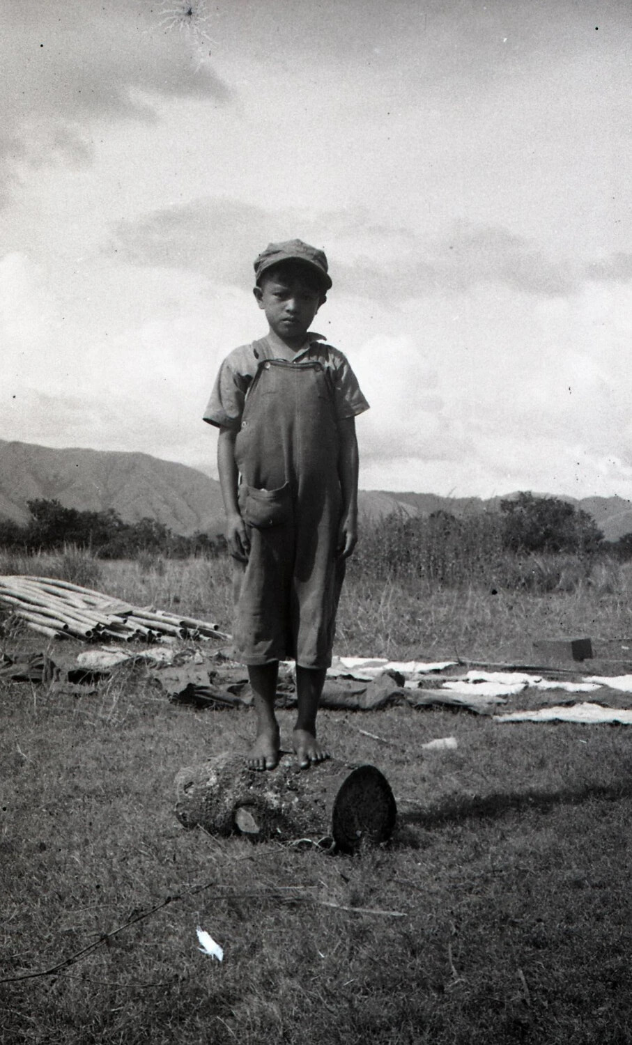 Portrait of a Filipino Boy in a Rural Field, Luzon, Philippines, WWII Era