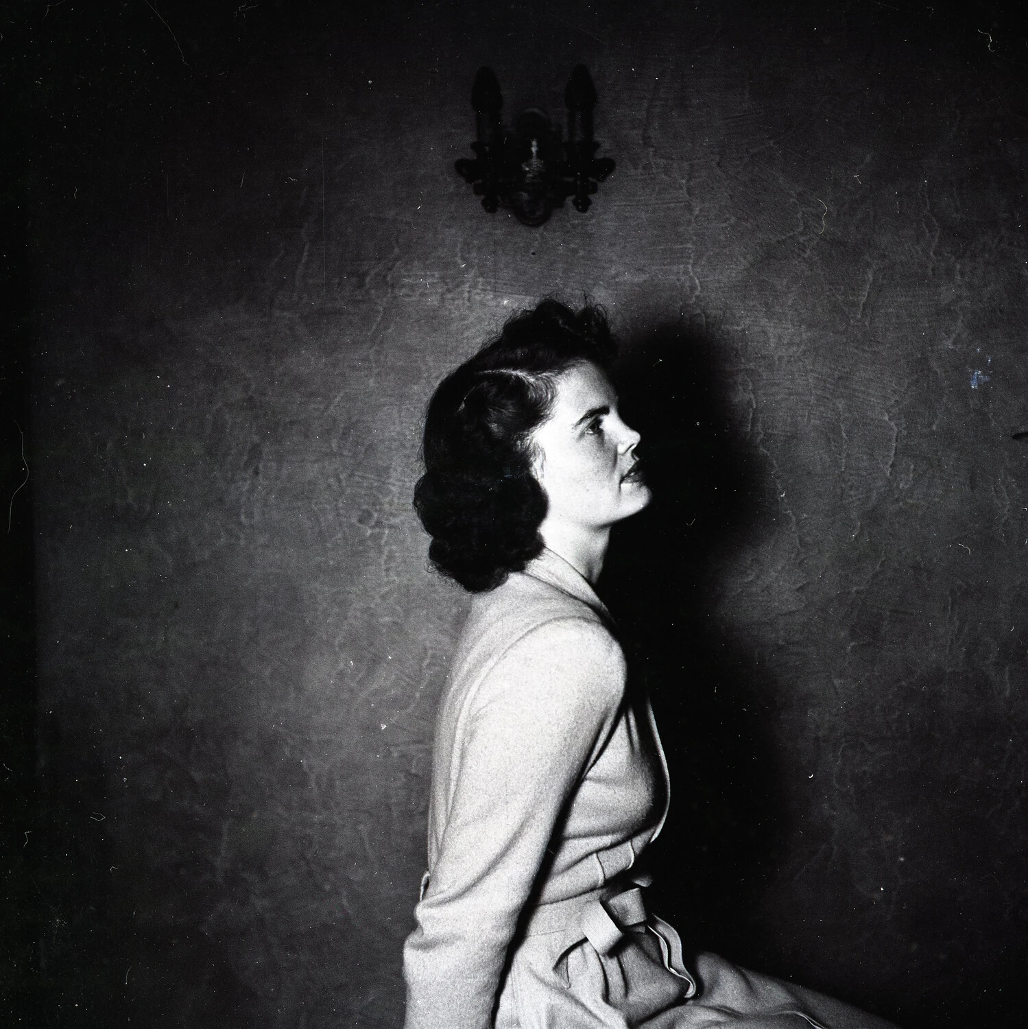 Studio Portrait of a Young Woman in Profile, Wartime Era