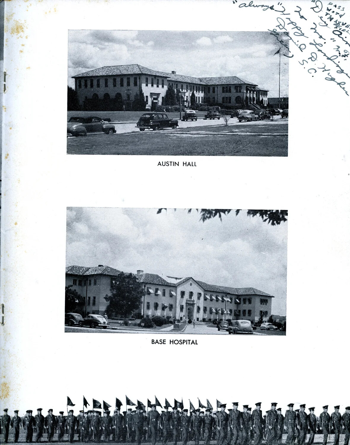 Austin Hall and Base Hospital, Maxwell Field Campus Views with Cadet Parade Strip, AAF Pre-Flight Training Booklet
