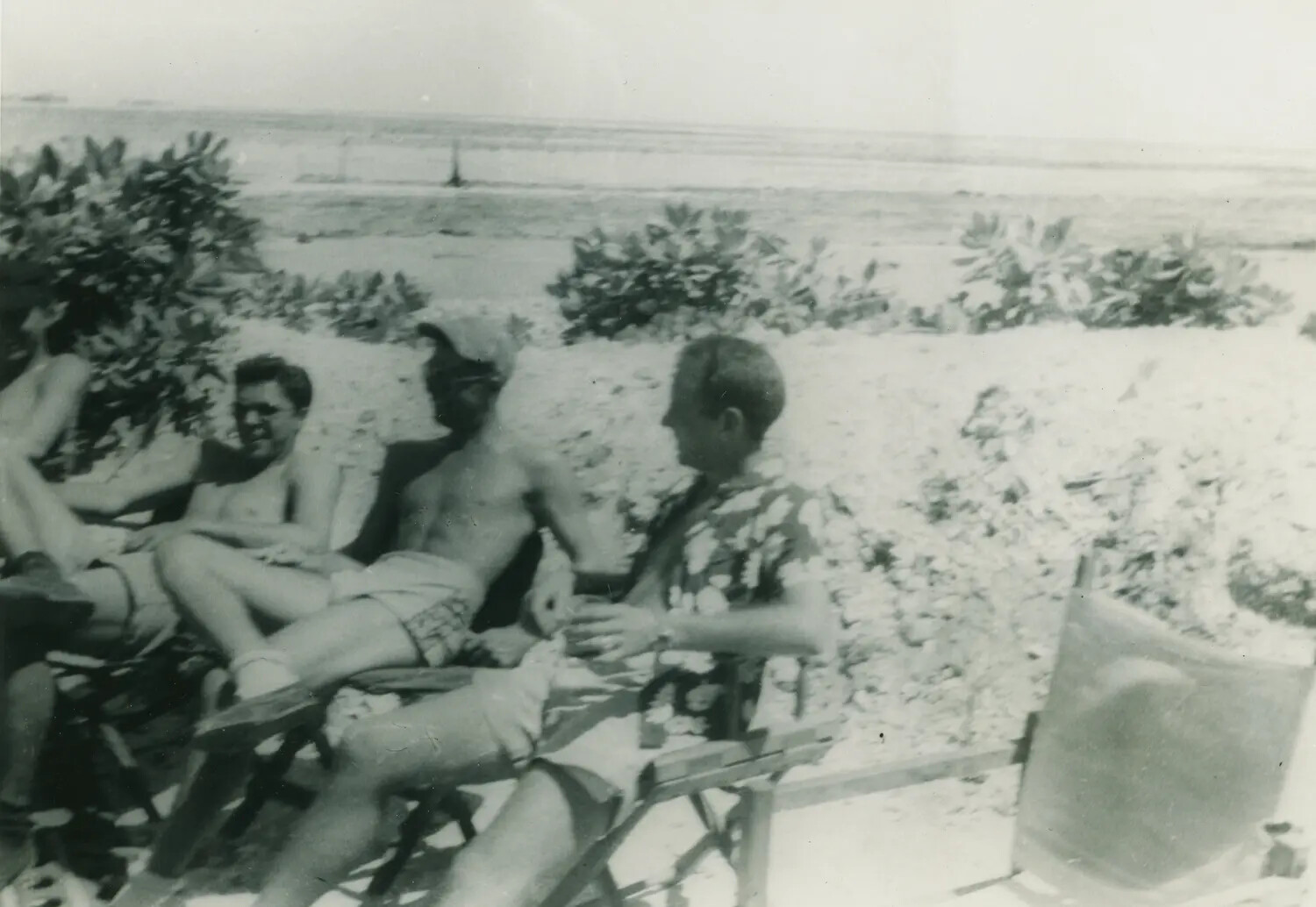 Servicemen at Leisure on Tropical Beach, Informal R&R Photograph