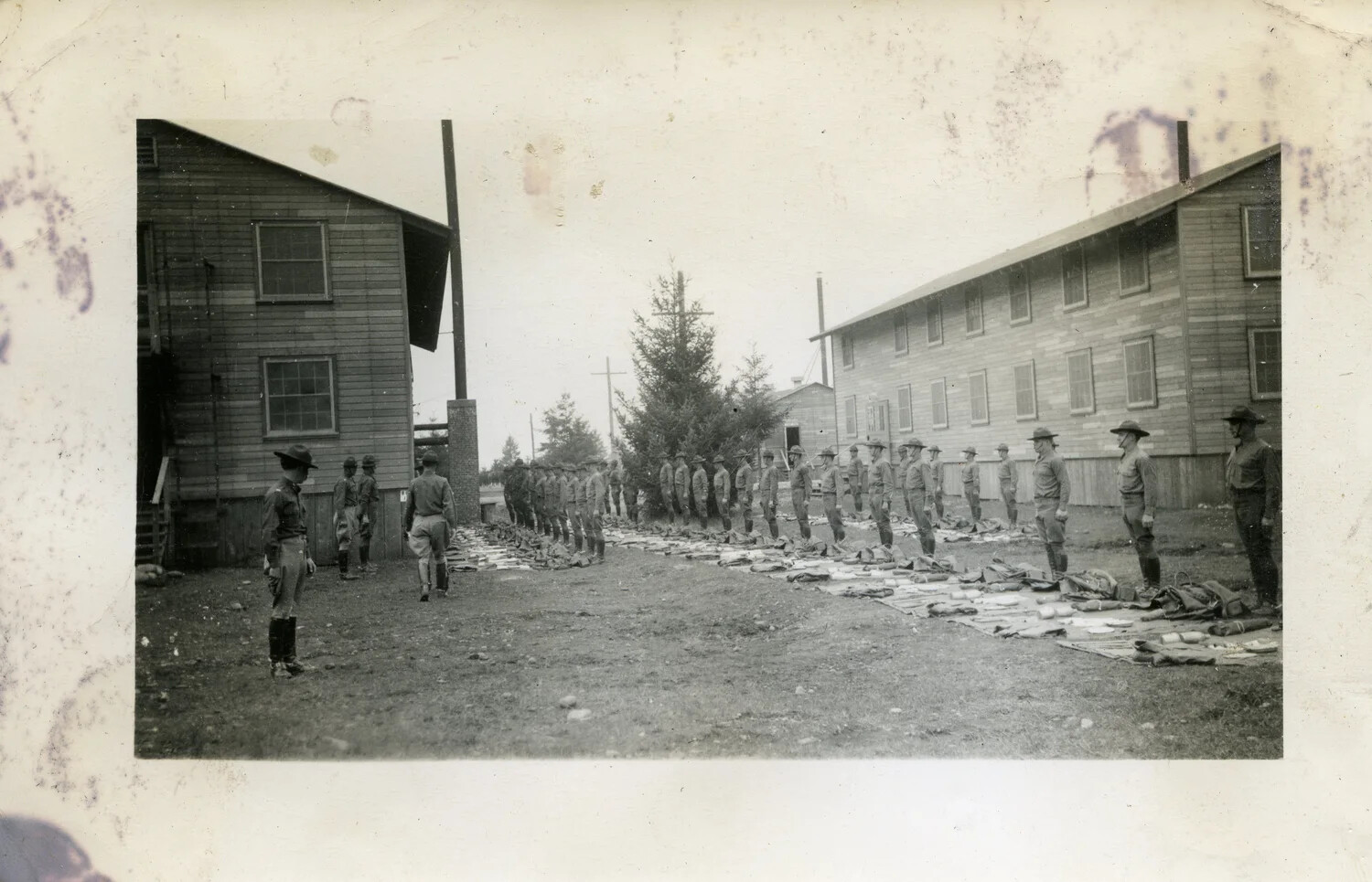 Army Kit Layout Inspection at Training Camp Barracks, Early 20th Century