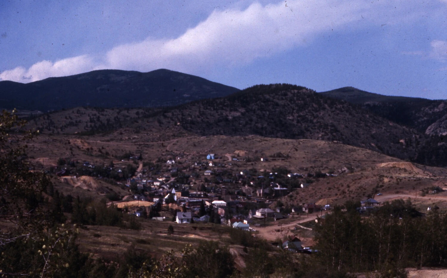 Rocky Mountain Mining Town Viewed from Overlook, Vietnam War Era Road Trip